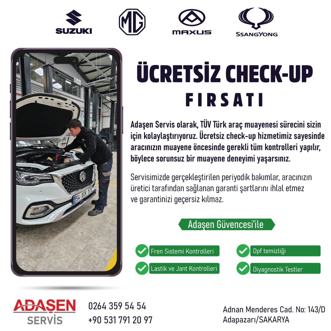 AdasenGrup's tweet photo. Adaşen Servis Ücresiz Check-Up Fırsatını kaçırmayın.

İletişim:+90 531 791 20 97 https://t.co/87o1d1ZHDp