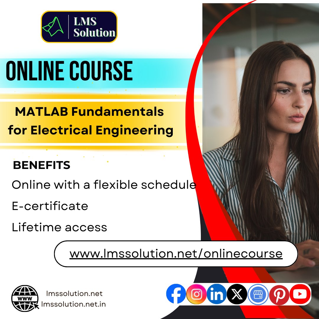 Lms_Solution's tweet image. Master MATLAB: Fundamentals for Electrical Engineers
Learn essential MATLAB skills for electrical engineering applications and analysis.
Registration link: lmssolution.net/onlinecourse
#MATLABTraining #ElectricalEngineering #LearnMATLAB #EngineeringTools
