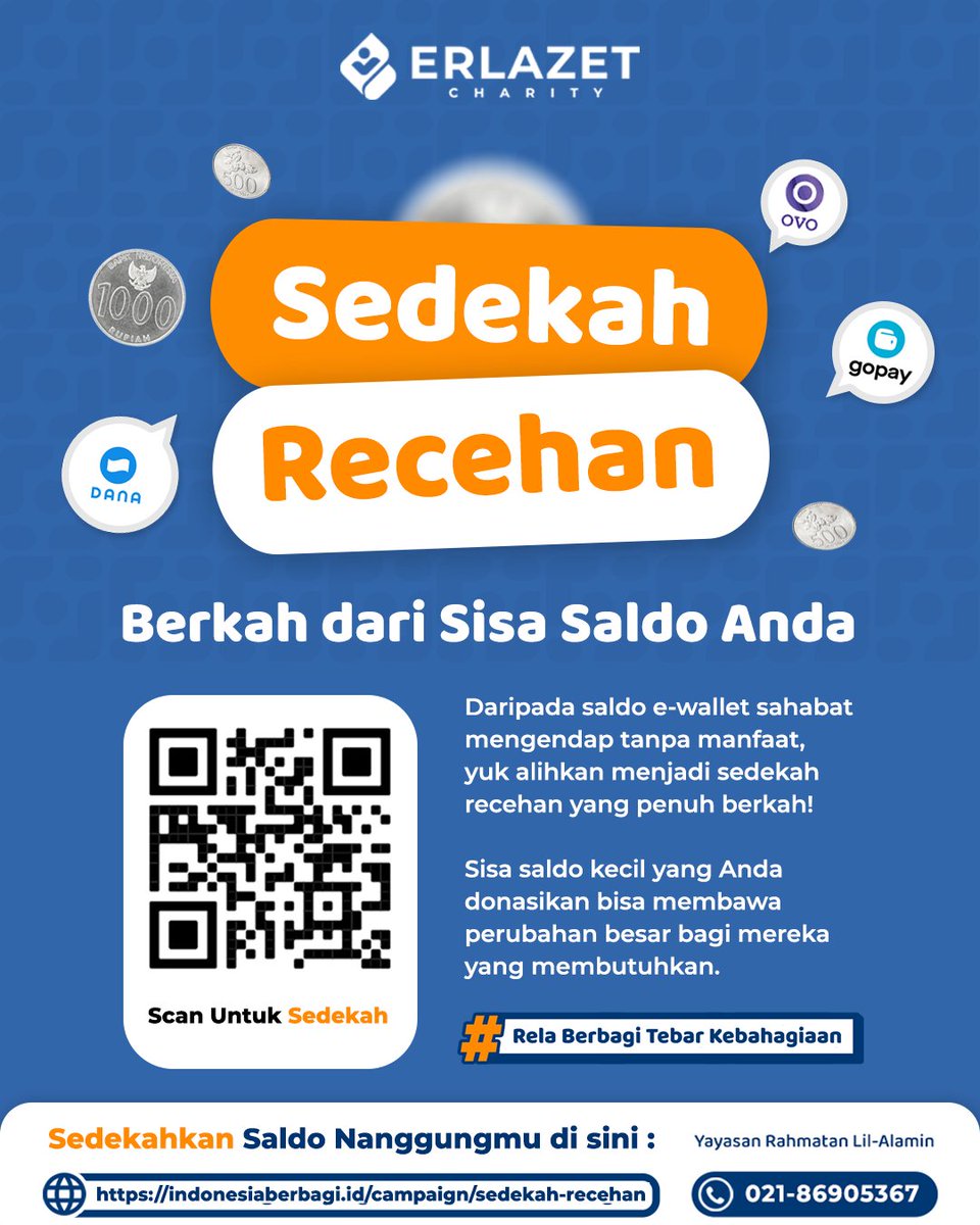 Saldo nganggur di e-wallet? Yuk ubah jadi sedekah recehan yang penuh berkah!

Walau kecil, sisa saldo kamu bisa bikin perubahan besar untuk yang membutuhkan. Gampang banget, tinggal scan QR-nya dan tebar kebaikan bareng-bareng.

Sekarang saatnya saldo kamu jadi lebih berarti!