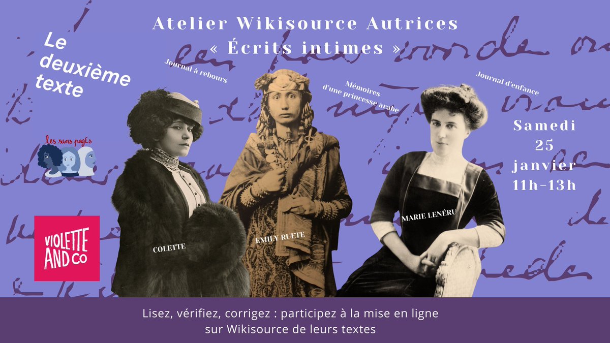 Nos rendez-vous de cette semaine pour les #NuitsDeLaLecture :
- ce soir, live insta "Redécouvrir et préserver notre matrimoine littéraire" sur instagram.com/monpetitbookan/,
- ce samedi, ateliers #Wikisource Autrices à 11h et à 19h à Paris et en visio : fr.wikisource.org/wiki/Wikisourc…