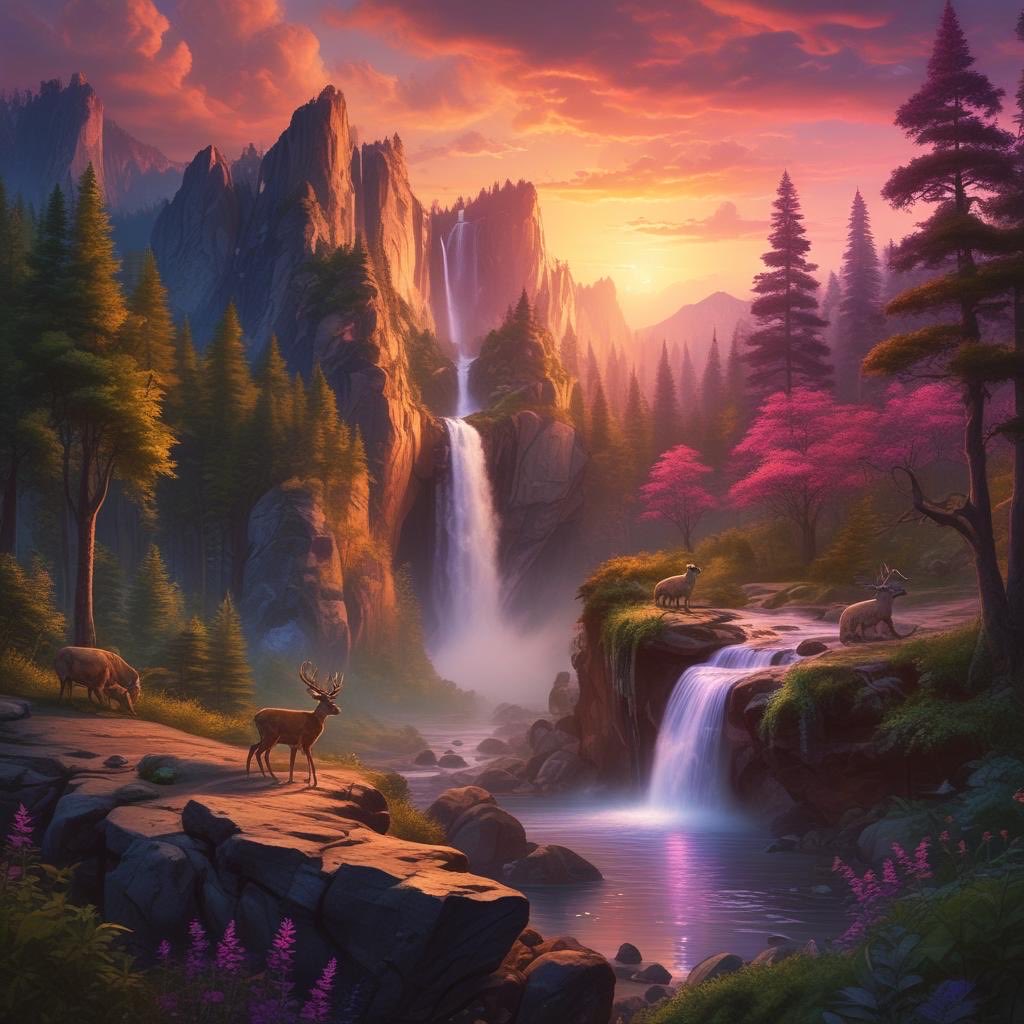 Jamie44313947's tweet photo. Here is the image of a beautiful sunset rising over a forest, featuring waterfalls and wildlife. I hope you enjoy the serene landscape!
Created by the blind, Johnny Picasso https://t.co/FDPScB26Wh