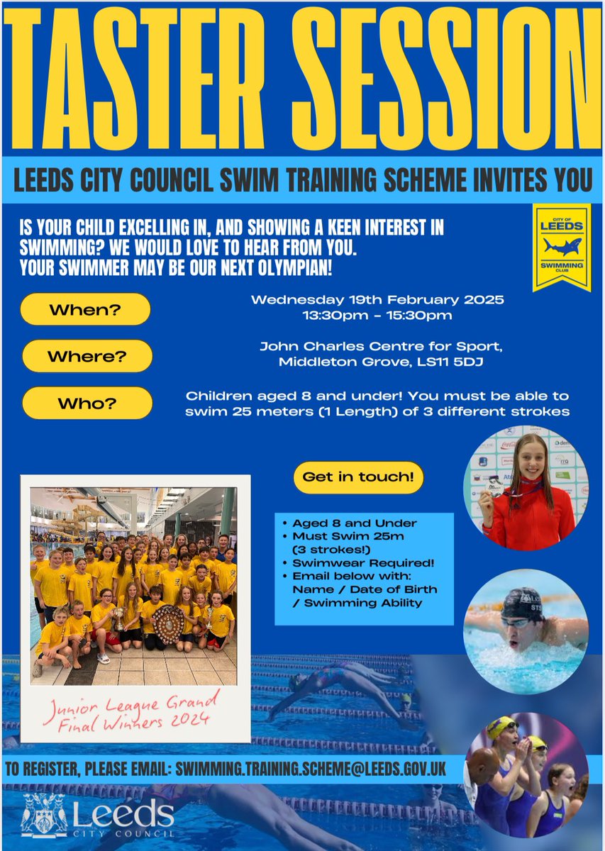 We are on the look out for the next generation of champions! 🏊‍♂️

#AboveAllATeam 
#LeedsCityCouncilSTS
#SEPerformanceCentre🏴󠁧󠁢󠁥󠁮󠁧󠁿
#LEEDS🟡🔵