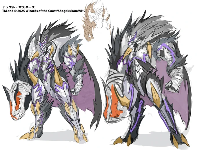 #デュエマ #デュエルマスターズ  ■懐かしいラフ公開(∩'∀`)∩ジゴクシヴァクのデザインがもともと狼っぽい+コジロー君っぽい感じだったのはここだけの話よ～座る椅子がフィールド魔法になる予定だったらしいわね 