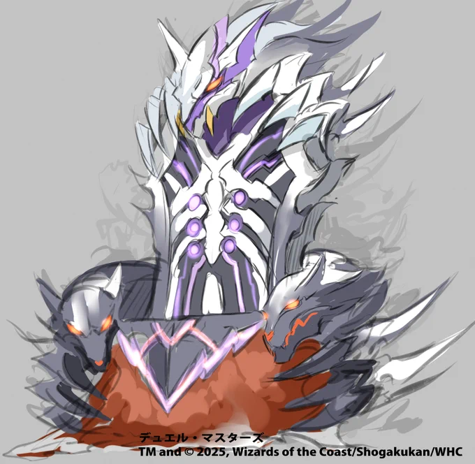 #デュエマ #デュエルマスターズ  ■懐かしいラフ公開(∩'∀`)∩ジゴクシヴァクのデザインがもともと狼っぽい+コジロー君っぽい感じだったのはここだけの話よ～座る椅子がフィールド魔法になる予定だったらしいわね 