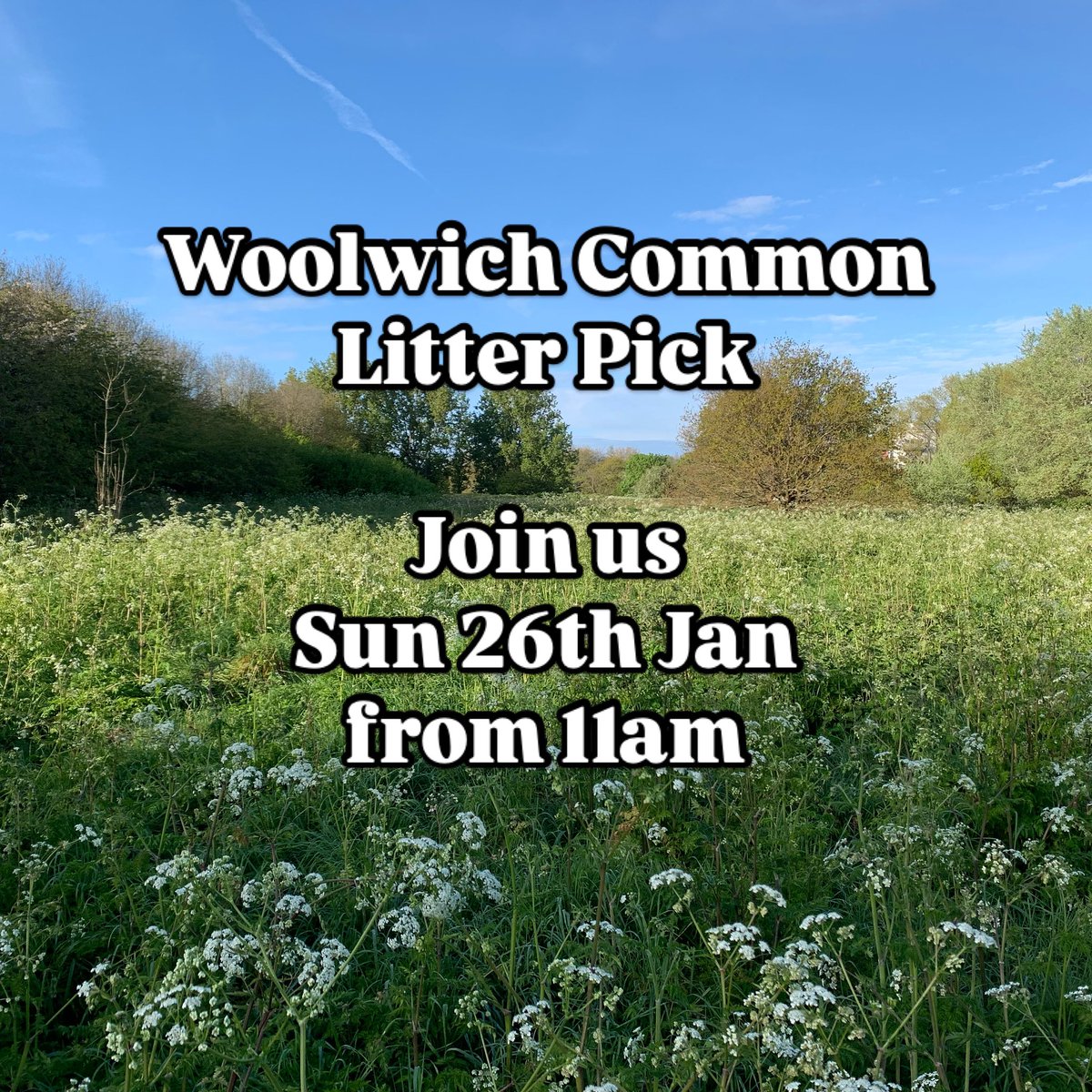 Please join us for our monthly litterpick on #woolwichcommon from 11am this Sunday 26th Jan. Newcomers very welcome - we provide all equipment. Meet by the history sign on the cycle path