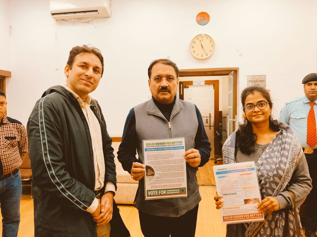 PAWSFoundation_'s tweet photo. Had the privilege of meeting Sh. @Virend_Sachdeva , #Delhi President @BJP4Delhi, to discuss the inclusion of animal welfare in the #BJPManifesto for #DelhiElections2025 and his prompt action in forwarding our demands to the drafting committee.
#VoteforCompassion
#VoteforChange https://t.co/FukeWHFnmG