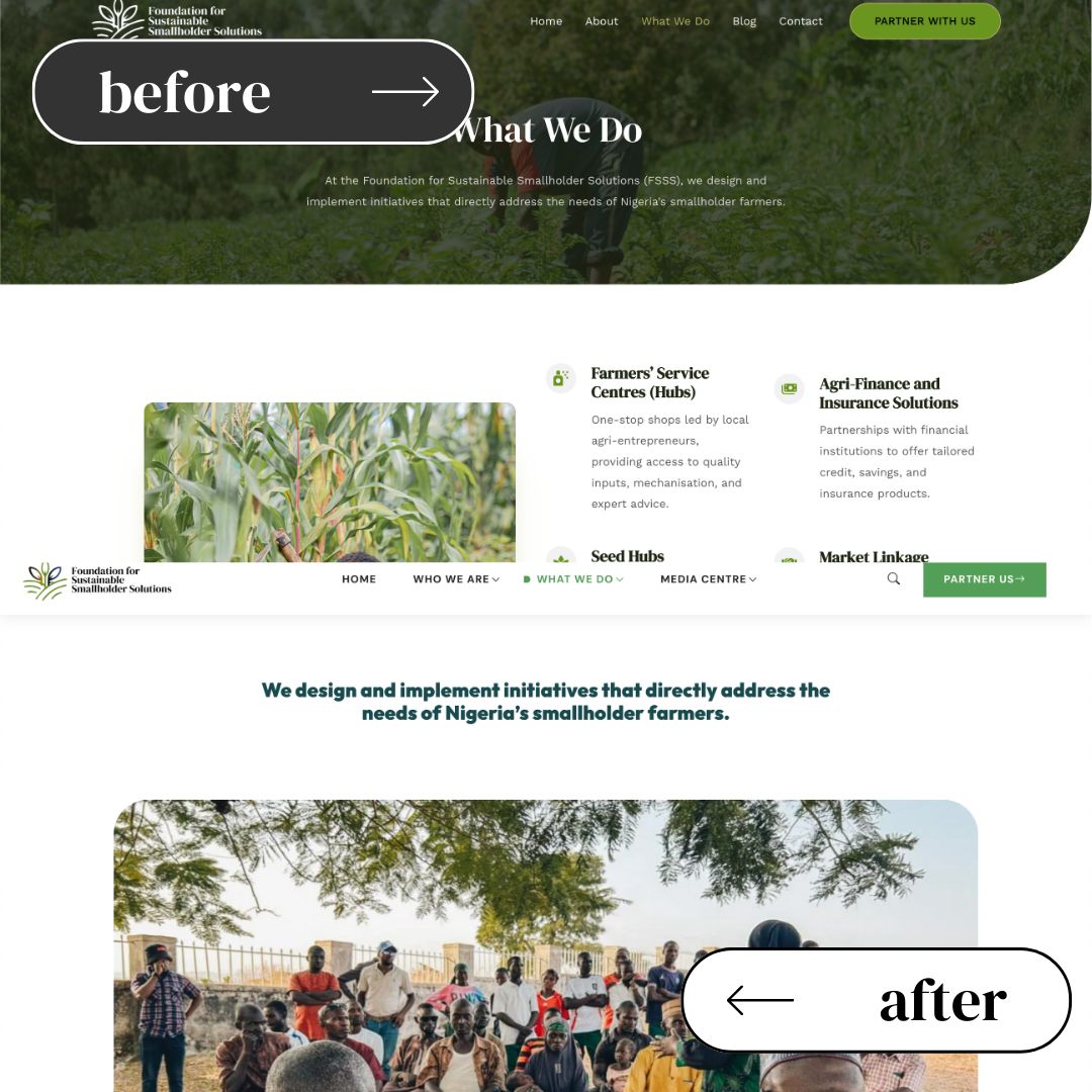 fsssnigeria's tweet photo. New look, same mission ๐๐ฉโ๐พ
Our Foundation's revamped website is now live! And here to empower smallholders like never before! Check it out: https://t.co/XIdMfkUEXY
#NewWebsite #FSSSImpact #SmallholderSolutions https://t.co/X8tLReVKo8