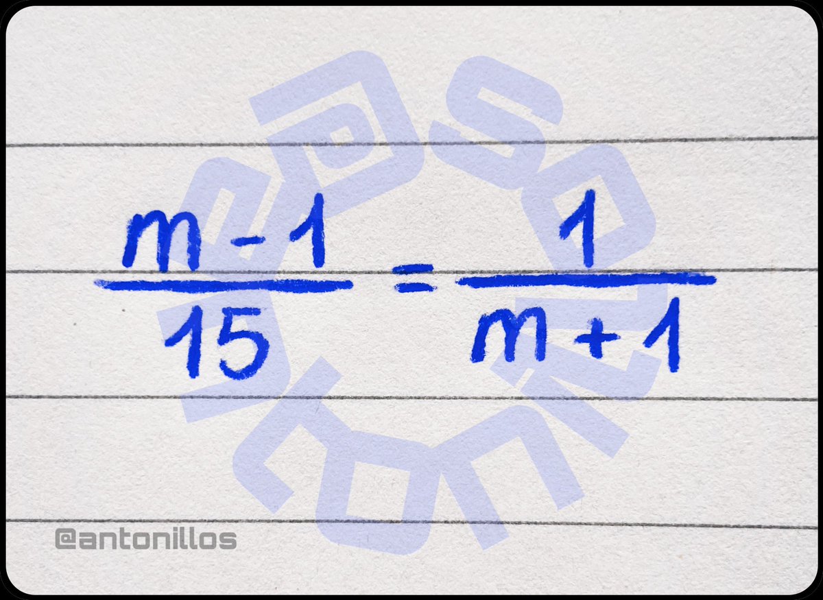 antonillos's tweet image. 🧠✨ solve this!
(m - 1) / 15 = 1 / (m + 1)
🌟 what’s the value(s) of m❓
💡 hint: cross-multiply and simplify!
#mathchallenge #problemsolving #learnmath
