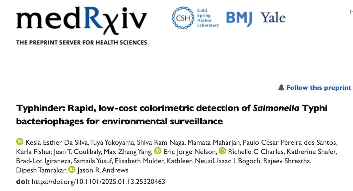 Very excited to see this preprint from <a href="/JasonAndrewsMD/">Jason Andrews</a> on a  method using phages to detect environmental pathogens - what a great idea!
medrxiv.org/content/10.110…