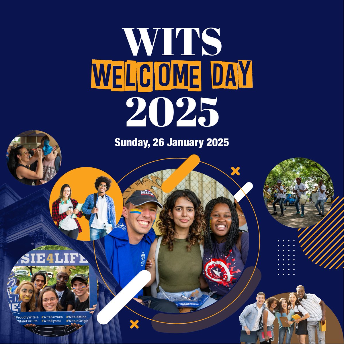 WITS WELCOME DAY 2025 | We are excited to meet the 2025 cohort of First Years students who will be joining us on campus for the first time at the annual Welcome Day event this Sunday.🏛🎉

📍: Braamfontein Campus West, Dig Fields
⏰: 08:30
📅 : 26 January
More Info: