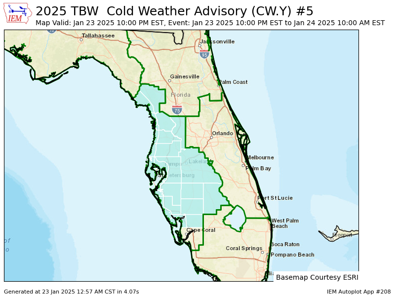 LimWeather's tweet photo. #coldweatheradvisory for most of WC #Florida esp #Tampa,#StPete,#Lakeland,#Sarasota,#Bradenton,#PortCharlotte,#PuntaGorda,#Sebring,#Arcadia,#SpringHill,#CrystalRiver,#CedarKey,#WesleyChapel,#Thevillages,#Winterhaven,#Clearwater,#NorthPort,#Wauchula
#Wxx #Wxtwitter #Flwx #TampaBay https://t.co/hfSNHXtrXR