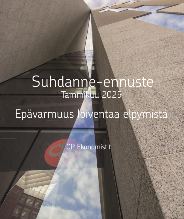 Poliittisen epävarmuuden lisääntyminen loiventaa hieman Suomen talouden elpymistä. Suunta on kuitenkin ylöspäin.

Lisää tuoreesta <a href="/OP_Ekonomistit/">Ekonomistit</a> suhdanne-ennusteesta.

Tiiviisti

BKT: kasvu:
2024: -0,5 %
2025 1,7 %
2026: 1,5 %

op.fi/documents/1020…