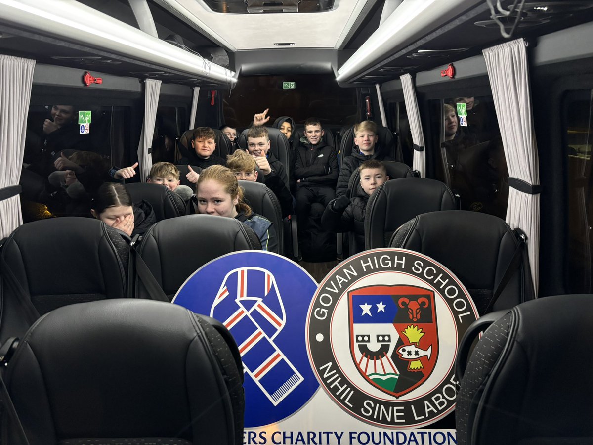 We’re off ! <a href="/GovanHighSchool/">Govan High School</a> S1 School of football group heading to Manchester for a tournament and to watch the game . <a href="/RFC_Charity/">Rangers Charity Foundation</a> <a href="/MU_Foundation/">Manchester United Foundation</a> <a href="/FareKelly/">Kelly_FARE</a>