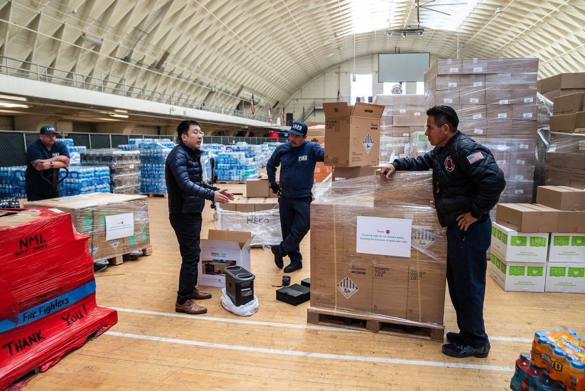 AmpacePower's tweet photo. #Ampace is proud to support the brave @LAFD with our #Andes1500 &amp; #Andes300 #powerstations during times of need. 
Our teams in China &amp; the USA worked around the clock to make this possible. We salute their courage in saving lives. Powering hope for LA 💪🇺🇸 #LAFD #PoweringHope https://t.co/PEGmtkBhSH