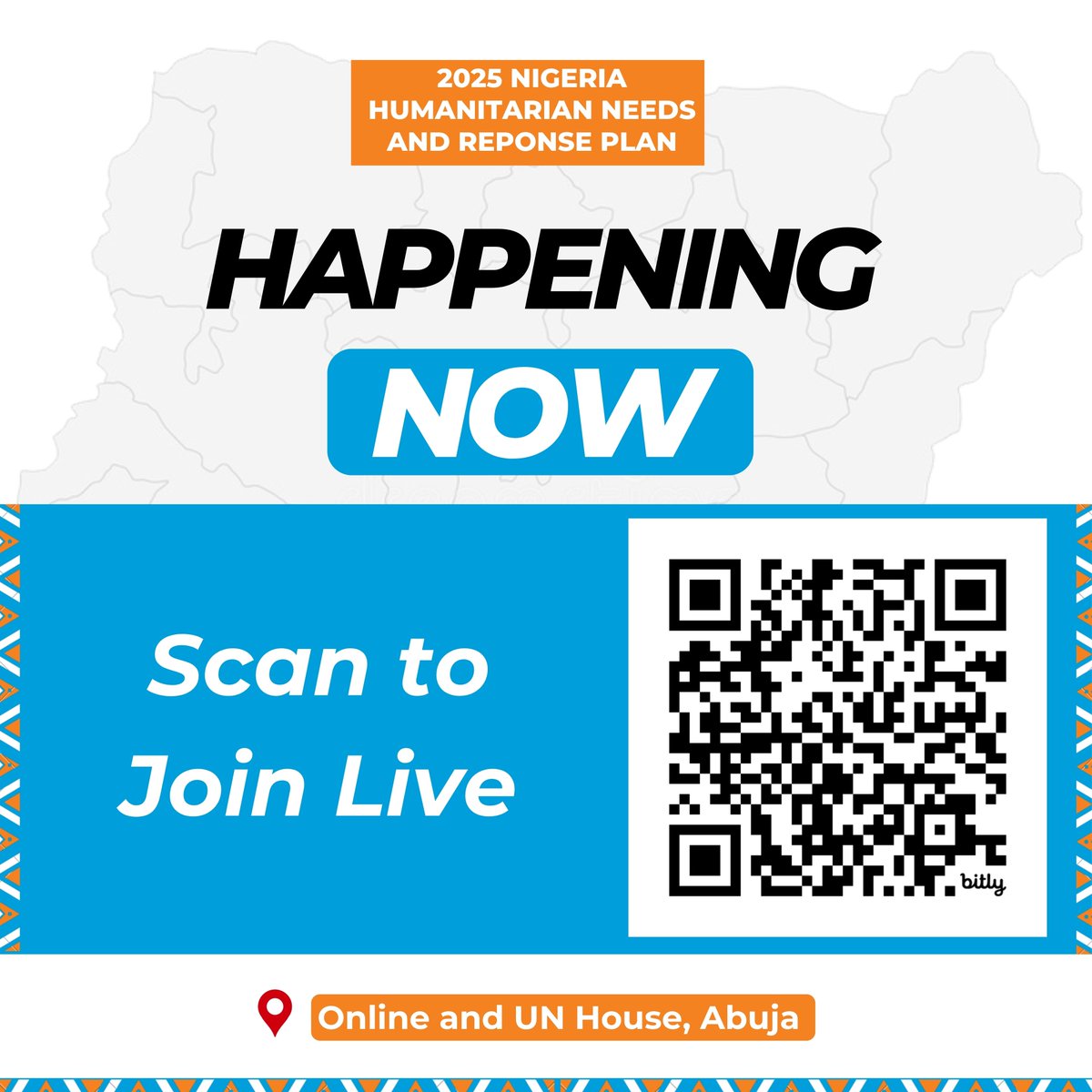 OCHANigeria's tweet photo. #HappeningNow

We are launching the #2025NigeriaHNRP today.

Join us 👉 https://t.co/jPbhFLl8T3 

or scan the code👇 https://t.co/0v1co7SgNM