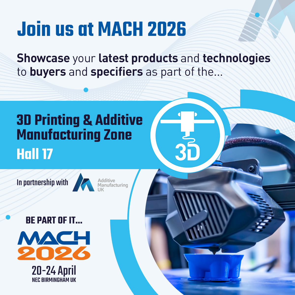 MACH Exhibition (@machexhibition) on Twitter photo 🚀 MACH 2026 is growing!
In 2024, 1/3 of 26,000+ visitors explored the 3D Printing & Additive Manufacturing Zone, which gets bigger every year. AMUK members get 20% off stands!
📧 Contact us now to book: mach@mta.org.uk
#MACH2026 #AdditiveManufacturing 🚀 MACH 2026 is growing!
In 2024, 1/3 of 26,000+ visitors explored the 3D Printing & Additive Manufacturing Zone, which gets bigger every year. AMUK members get 20% off stands!
📧 Contact us now to book: mach@mta.org.uk
#MACH2026 #AdditiveManufacturing