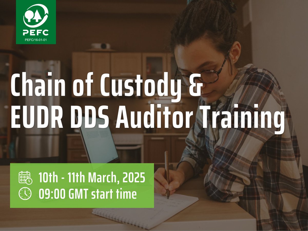📢 PEFC UK is hosting a 1.5-day online Chain of Custody refresher &amp; EUDR DDS training on 10-11 March 2025. 

Designed for auditors, reviewers &amp; decision-makers. Secure your place today! 🌍💻 

us02web.zoom.us/webinar/regist…  

#SustainableForestry #PEFC