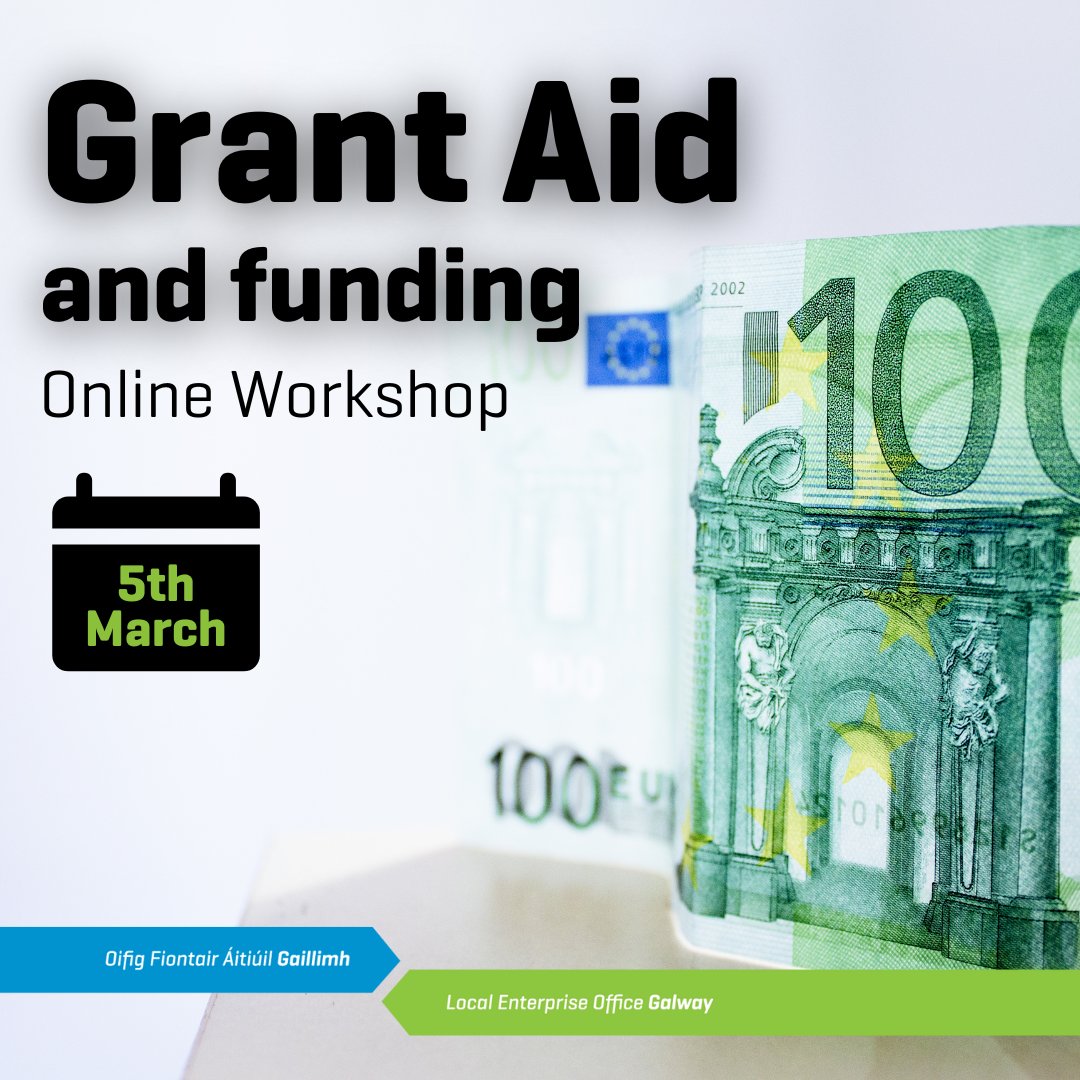 Grant Aid and Funding 101

This workshop will include aspects of the supports and grants that are out there for entrepreneurs available in Ireland. 

March 5th, Online - book now at loom.ly/TwJmfHs

#Galway #MakingItHappen