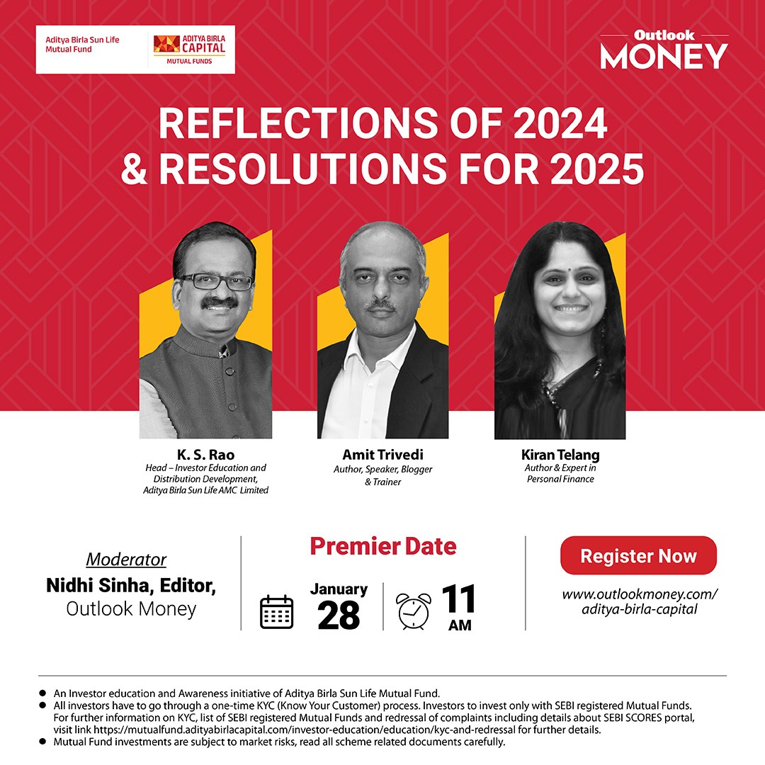 #OutlookWebinar | Gear up for an enriching discussion on personal finance, investment strategies, and future planning! 🎯

Join <a href="/SRKoti/">Dr K S Rao</a>, <a href="/AmitMTrivedi/">Amit Trivedi</a>, and <a href="/kptelang/">Kiran Telang</a> as they share their reflections on 2024 and unveil key resolutions for 2025.

Moderated by <a href="/nidhisinha144/">Nidhi Sinha</a>, Editor