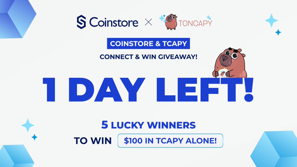 CoinstoreExc's tweet photo. 💥💥💥 1 DAY LEFT! 💥💥💥

❤️‍🔥 Coinstore x @Ton_Capy Connect & Win Giveaway! ❤️‍🔥

🗓  UNTIL  Jan 31st, 18:00:00 (UTC+8)

Win $100 in TCAPY alone by completing ALL tasks! 🪙

💵$100 x 5 winners
💵$50    x 20 winners
💵$10    x 350 winners

📢  Participate Now: https://t.co/DzHL46cbuj 

✨ Higher Points, Higher Winning Chance‼️

#Coinstore #Giveaway #Airdrop #TCAPY