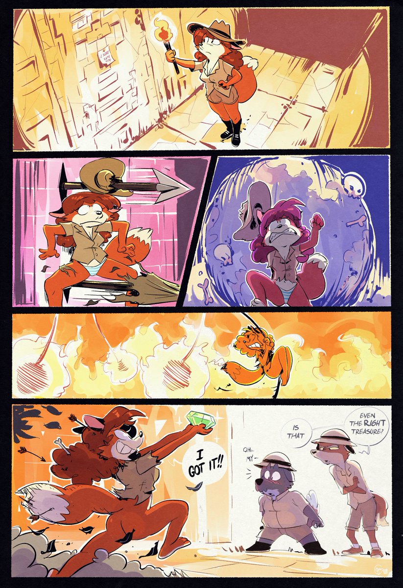 Silly comic idea based off of <a href="/Kabula_AcTN/">[Kabula]</a>'s vixen adventurer Flora. Temple runs can be TOUGH...🦊👀