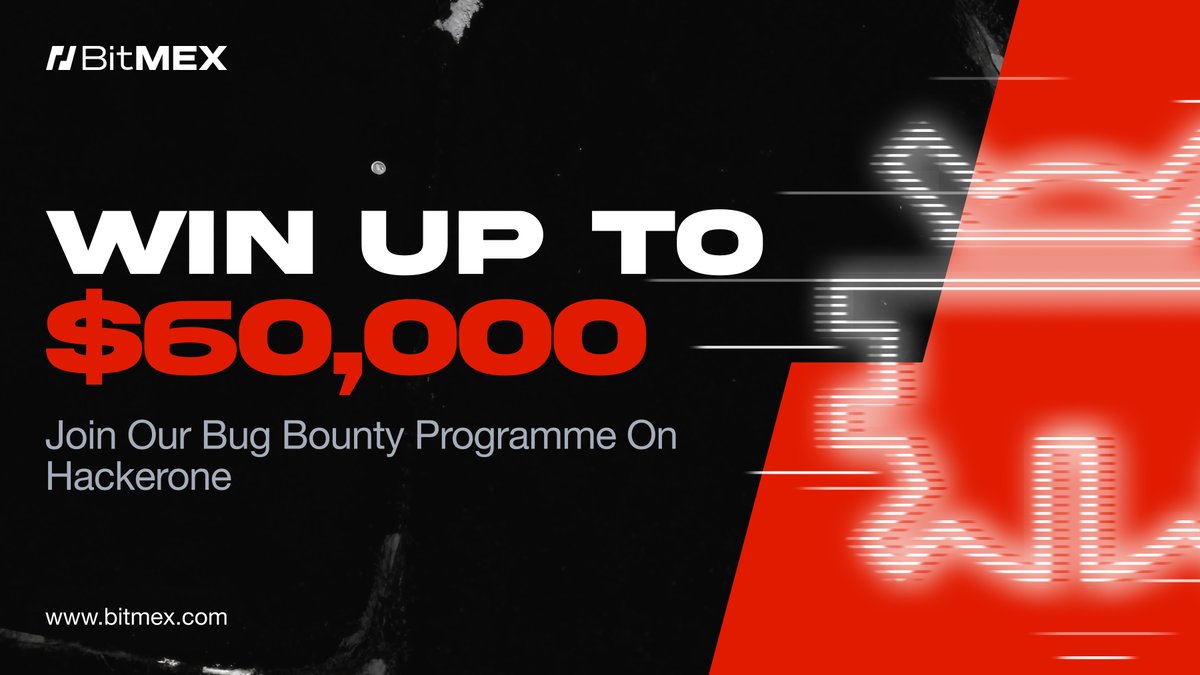 🆘Calling all codebreakers! 🆘

From 25 Jan to 9 Feb, we’re offering DOUBLE rewards for our bug bounty programme. Push the boundaries of your hacking skills to win up to $60k.

Think you’re good enough to take a stab at BitMEX, the OG #crypto exchange?👇

hackerone.com/bitmex