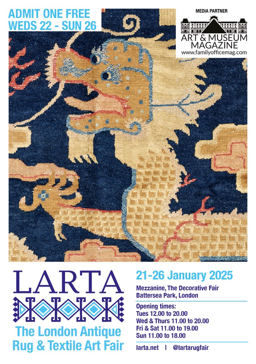 Textile lovers: don't miss the <a href="/LARTAfair/">LARTA</a> this week in London. My friend Jenny Hicks Beach is exhibiting &amp; she has kilims &amp; suzanis galore! We sourced some of these beautiful vintage pieces when we were in Bukhara together last year, so I know there are some real treasures.