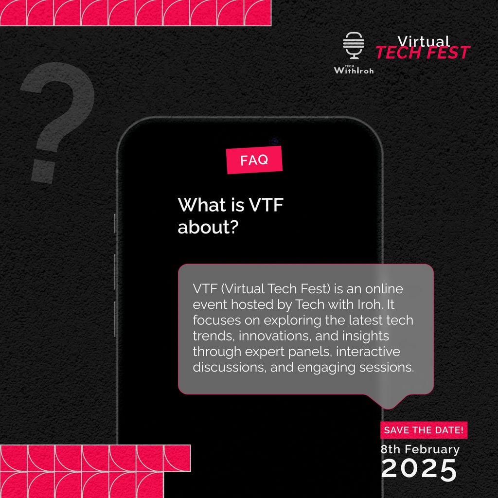 TechwithIroh's tweet image. Frequently asked questions 📢

Got questions about the upcoming Virtual Tech Fest? 

We&apos;ve got answers! 

Check out our FAQ section for everything you need to know about the event! 

#faq #VTF2025 #techwithiroh #vtf #frequentlyaskedquestions #trending #VirtualTechFest #VTFVibes