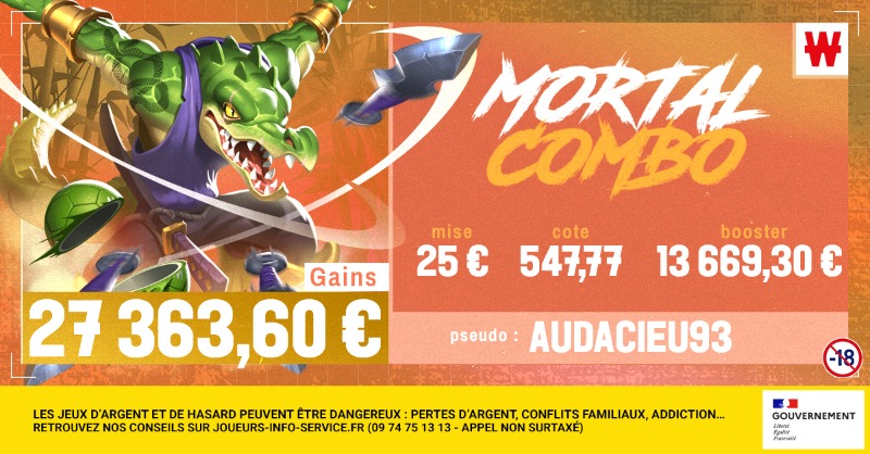 WinamaxSport's tweet photo. L'audace paye ! 👏 #MortalCombo

« Audacieu93 » ne dira pas le contraire : avec une mise de 25 € sur un combiné de 27 matchs de foot, il valide une cote à 547,77 pour s'offrir un butin de 27 363,60 € ! 💸