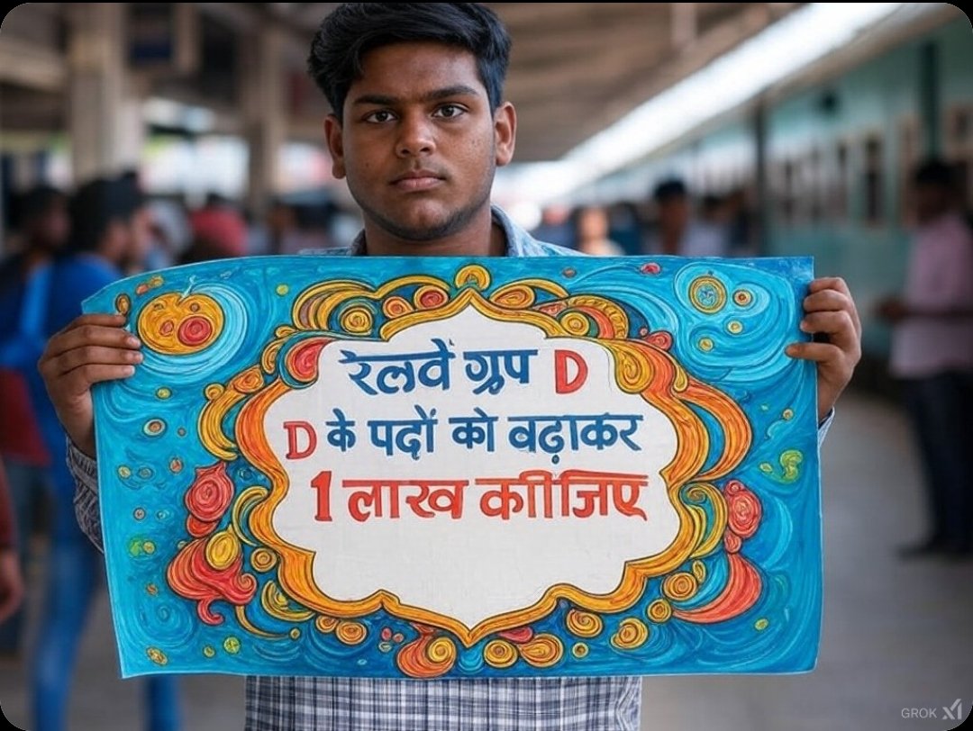 micchaverse1's tweet photo. देश के लाखों युवा रोजगार की तलाश में भटक रहे हैं, और रेलवे सिर्फ 32,000 पदों की घोषणा करके अपनी जिम्मेदारी से पीछे हट रहा है। क्या यह देश के युवाओं के साथ अन्याय नहीं है?
हम सरकार से सख्त मांग करते हैं कि ग्रुप D के पदों की संख्या बढ़ाकर 1 लाख की जाए। 
#RailwayLevel1_1Lakh_PostDo
#RailwayLevel1_1Lakh_VacancyDo