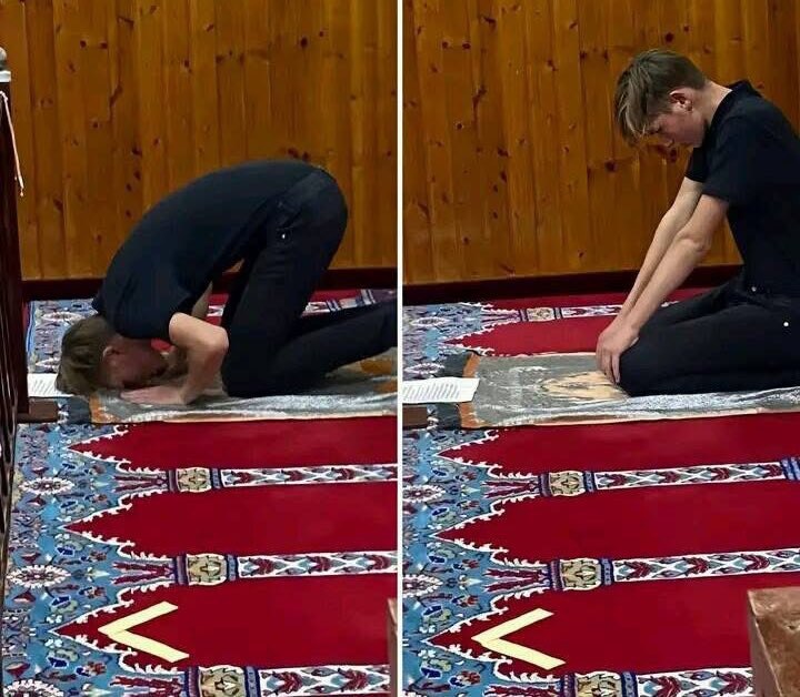 yenisafak's tweet image. ☪ Müslüman olan Amerikalı bir genç, ezberleyene kadar sureleri önüne koyduğu kağıttan okuyarak namaz kıldı.