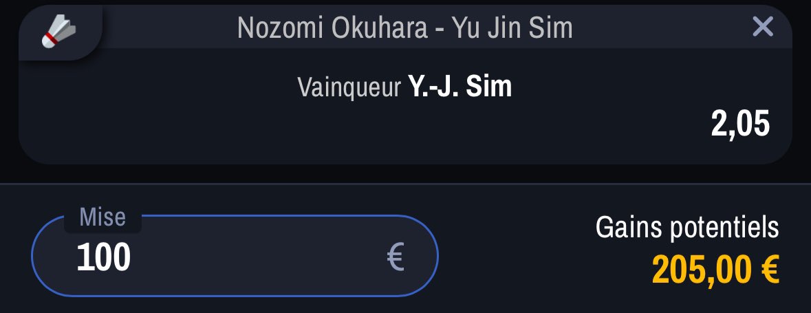 Rpronoooo's tweet image. Bet matinal ⚡️
Direction badminton 🏸🔥

Y.-J Sim win 2.05 🇰🇷

❤️ SI TU SUIS MON GOATTT 👊🏼

Gros match qu’elle a sortie hier, je la vois capable d’aller faire encore quelque chose aujourd’hui ! 

Gl à tous 🍀🍀

#TeamParieur