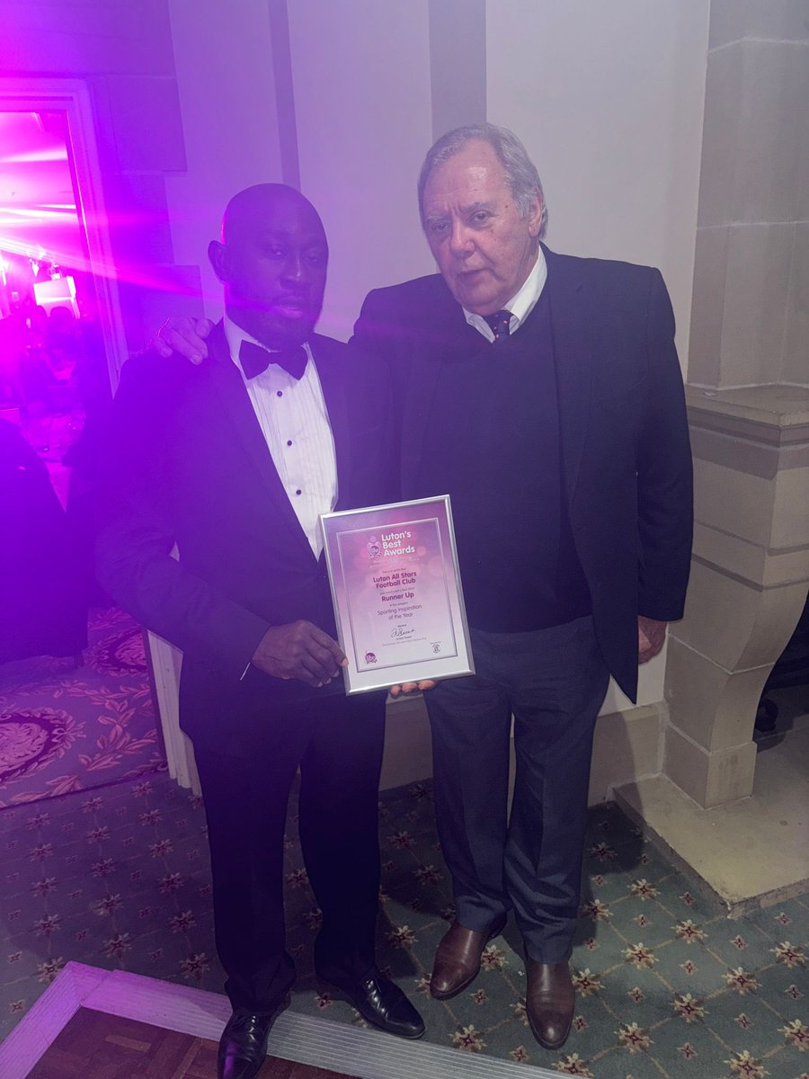 FranicsKwesi's tweet photo. Another milestone and achievement. Sporting Inspiration of the year - Runners Up Luton Allstars FC. #CommunityFirst #sportingequals #Ltfc #allstarsfc #gsuk #ltlfc https://t.co/XHGNCMlaIq