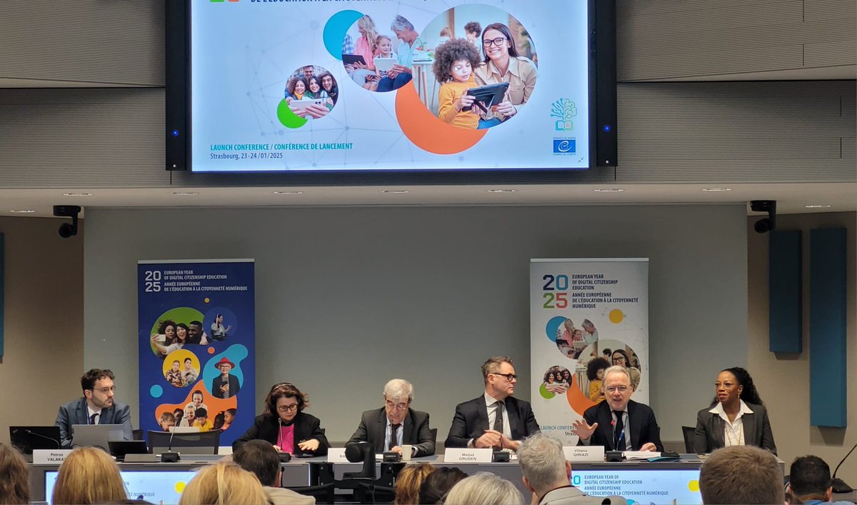 🎉 Conférence de lancement de l'Année européenne de l’#EducationàlaCitoyennetéNumérique (ECN) 2025 à #Strasbourg

Lancée par le <a href="/coe/">Council of Europe</a>, cette Année 🇪🇺 sera marquée par 3 conférences internationales en 🇫🇷 et en 🇸🇮

Objectif 👉 réaffirmer la valeur de l'ECN pour toutes et tous 🤖