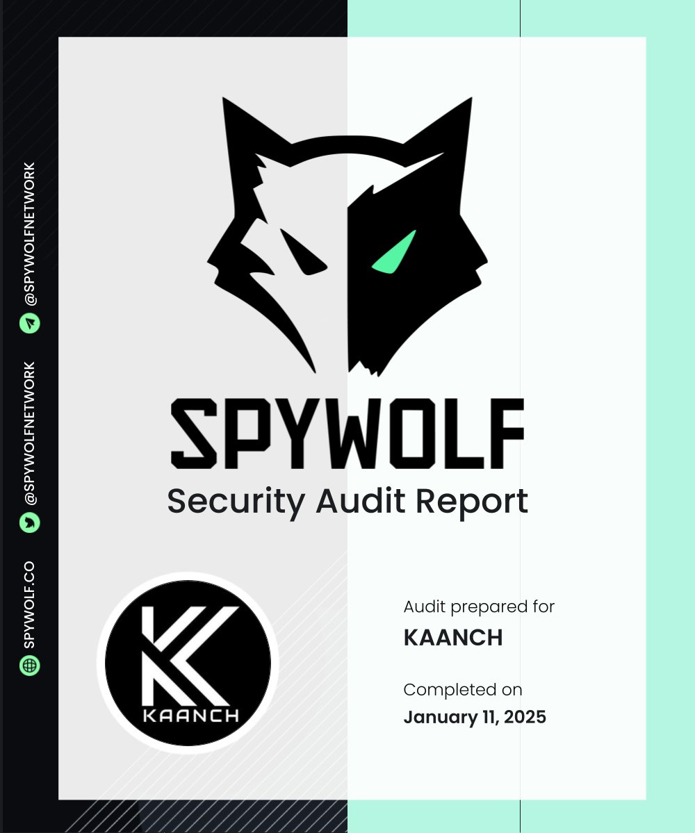 Congrats to the @kaanchnetwork team for completing their project audit! 💪

Check out the full report here:
github.com/SpyWolfNetwork…

NFA, DYOR
