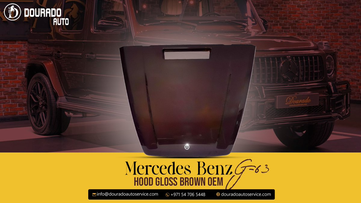 DouradoAuto's tweet photo. 🚗 Elevate your ride with the Mercedes-Benz G63 OEM Gloss Brown Hood – https://t.co/IBiQFFUML3 Crafted to perfection by Dourado Auto Service. 🚘✨
#MercedesBenz #G63 #OEMparts #autoparts #luxurycaraccessories #spareparts #dubaimarathon #carupgrade #caracre #autoworks #dubai #uae https://t.co/514j3qy2dR