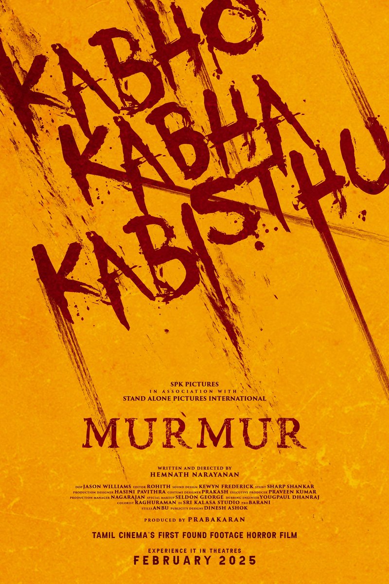 🎬🎞Filmywood 🍿📽 (@filmy_wood) on Twitter photo A New Era Of Horror Begins Here!
First look of #MURMUR - Tamil cinema's First Found Footage Horror Film.
Say it loud #Kabhokabhakabisthu ! 💯
<a href="/spkpicture/">SPK Pictures</a> <a href="/standalonepicin/">Stand alone pictures international</a>
<a href="/Hemnathnarayana/">Hemnathnarayanan</a>
<a href="/DOP_Jason_Will/">Jason Williams</a> #EditorRohith <a href="/hasinipavithra1/">hasini pavithra</a> <a href="/ArtistrySeldon/">Seldon Artistry</a> @Veerprakash4 A New Era Of Horror Begins Here!
First look of #MURMUR - Tamil cinema's First Found Footage Horror Film.
Say it loud #Kabhokabhakabisthu ! 💯
<a href="/spkpicture/">SPK Pictures</a> <a href="/standalonepicin/">Stand alone pictures international</a>
<a href="/Hemnathnarayana/">Hemnathnarayanan</a>
<a href="/DOP_Jason_Will/">Jason Williams</a> #EditorRohith <a href="/hasinipavithra1/">hasini pavithra</a> <a href="/ArtistrySeldon/">Seldon Artistry</a> @Veerprakash4