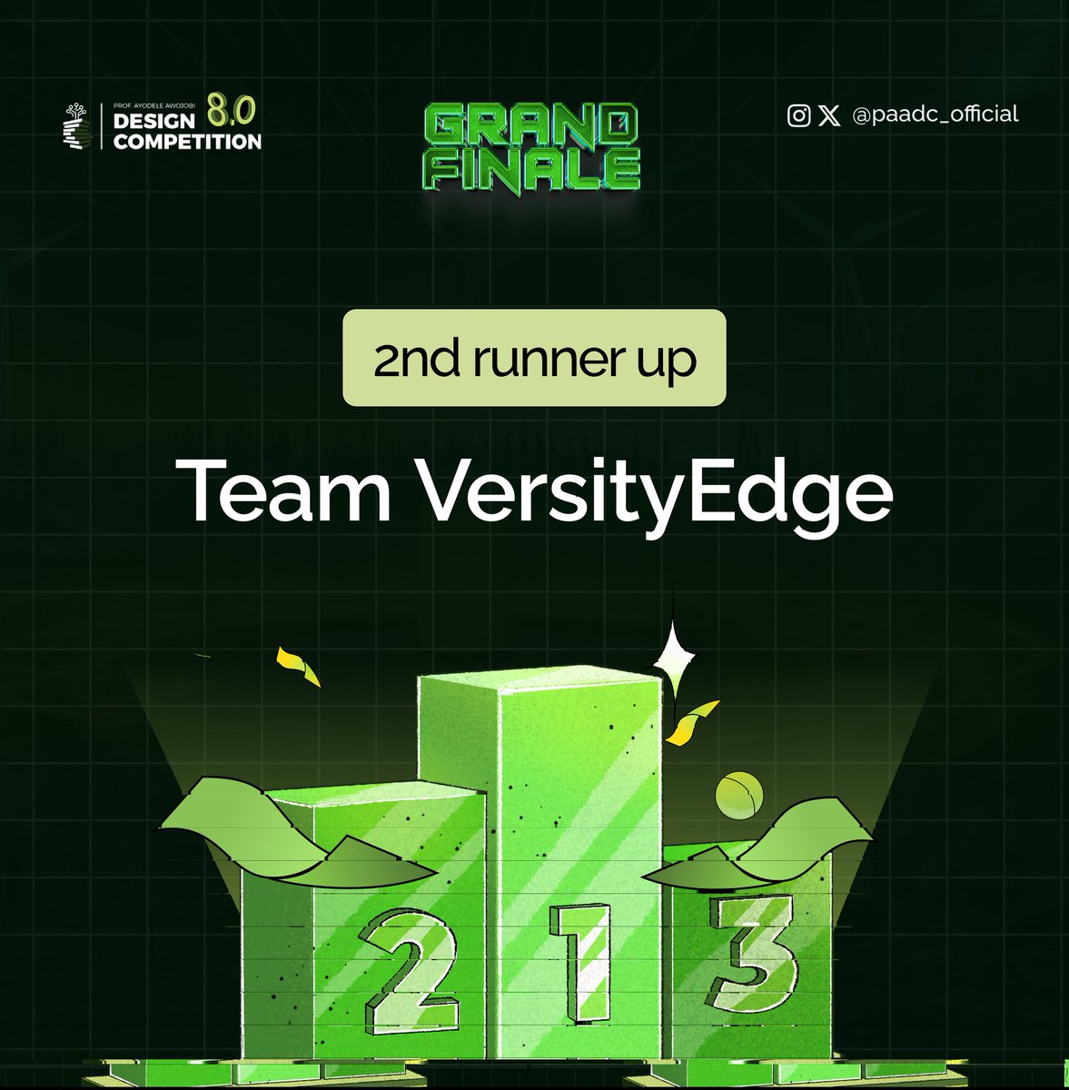 A massive round of applause for the second Runner-Up, Team VersityEdge from the University of Ibadan. 🥉
Team VersityEdge showcased exceptional skills and dedication with their impressive project, capturing the attention of our judges.  
#PAADC8 #GrandFinale