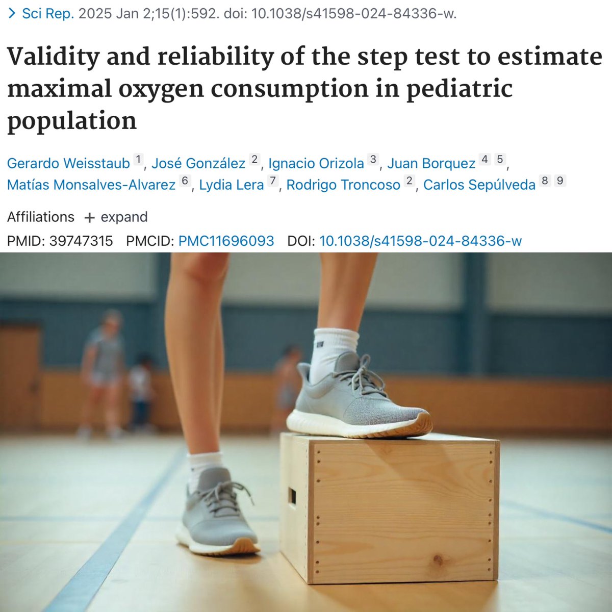 Step test accurately predicts VO2max in kids 🫁

Higher levels of cardiorespiratory fitness (determined via VO2max) is associated with improved…

🫀 Cardiometabolic profile
🧠 Mental health
🎓 Academic performance

But VO2max testing can be time consuming and costly💰 

This new