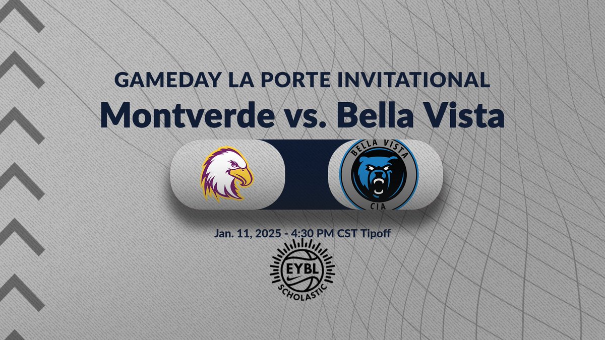 La Porte Invitational (@laporteinvite) on Twitter photo Wow! Game 2 of the La Porte Invitational is shaping up to be a thrilling matchup as <a href="/BellaVistaHoops/">Bella Vista Prep 🐻</a> faces off against <a href="/MVABasketball/">Montverde Academy Basketball</a>. Bella Vista enters the game with a perfect 6-0 record in EYBL Scholastic Play, while Montverde comes in at 4-1. 4:30 CST tipoff. Wow! Game 2 of the La Porte Invitational is shaping up to be a thrilling matchup as <a href="/BellaVistaHoops/">Bella Vista Prep 🐻</a> faces off against <a href="/MVABasketball/">Montverde Academy Basketball</a>. Bella Vista enters the game with a perfect 6-0 record in EYBL Scholastic Play, while Montverde comes in at 4-1. 4:30 CST tipoff.