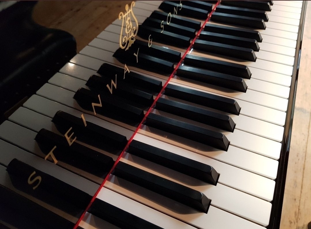 The stunning #steinway grand #piano at the Memorial Hall, Freshwater #isleofwight is #tuned ready for this evening's concert with pianist, Giuseppe Guarrera. For more details see:  westwightarts.co.uk/programme <a href="/WestWightArts/">West Wight Arts</a> #music #pianotuner #iw