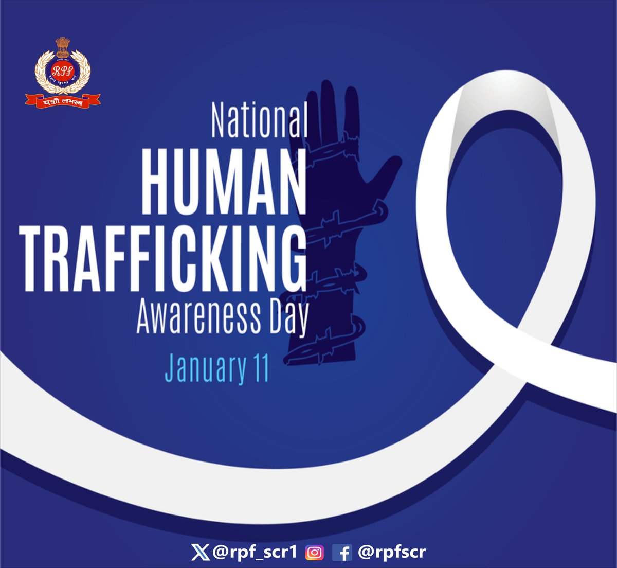 rpf_scr1's tweet photo. On this Day, #RPF stands united against human trafficking. Let's stay vigilant and report any suspicious activity.
#RPF South Central Railway rescued 491 children from the clutches of Human Trafficking.
#StopHumanTrafficking #RPFForSafety https://t.co/Gsu8iJcoqk
