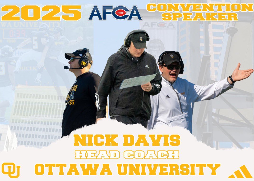 CoachNickDavis's tweet image. Excited to be representing @OttawaU, @kcacsports, and the @NAIA at @WeAreAFCA 

Buzz Session Presented by @JustPlaySS 
 
Building A Defensive System
Sunday 6:30pm
Room: 220 CD