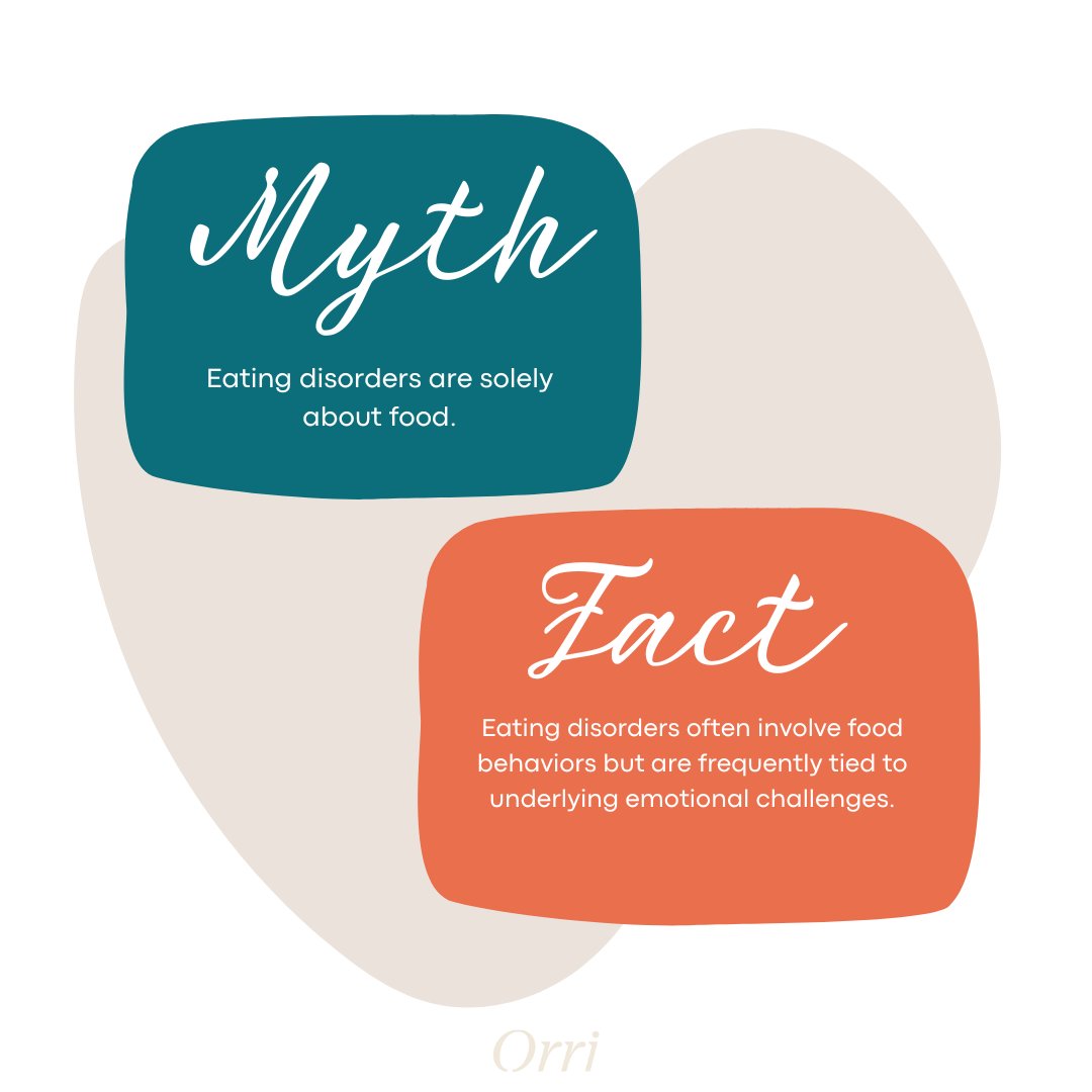 💬 Myth: Eating disorders are solely about food.

💡 Fact: Eating disorders often involve food behaviors that are tied to underlying emotional challenges.

Eating disorders can serve as coping mechanisms. Understanding this can help recovery.

#MentalHealthSupport #OrriCommunity