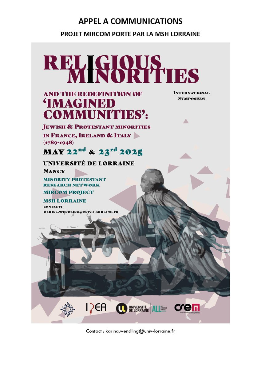 AAC : "Le rôle des minorités religieuses dans la redéfinition des “communautés imaginées" 

Date limite : avant le 20 janvier 2025.

Argumentaire et plus d'informations 👇

afsr.hypotheses.org/2704