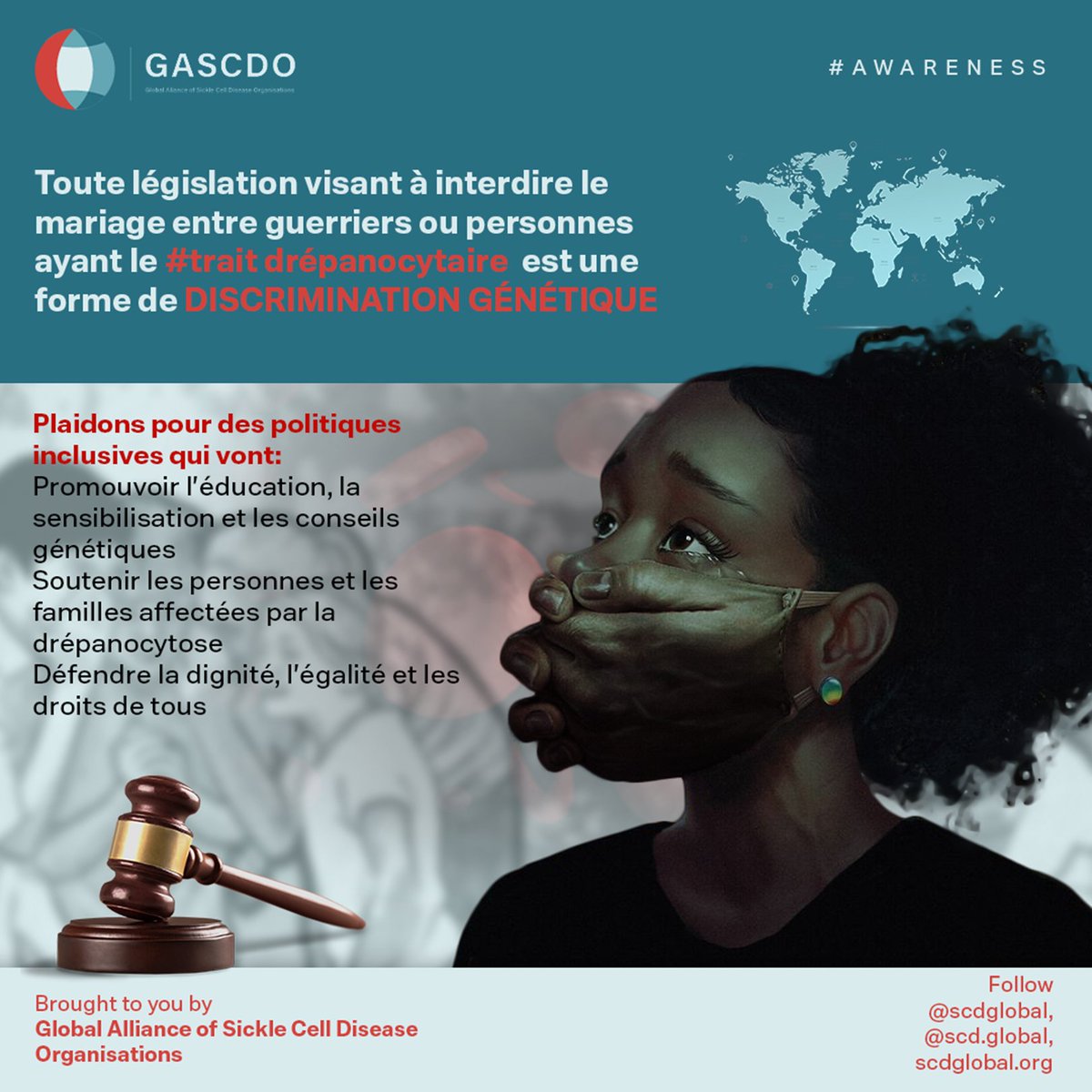 Any legislation aiming to prohibit marriage between Sickle Cell trait carriers or warriors is a form of GENETIC DISCRIMINATION

Let's Advocate for inclusive policies that promote education
#GASCDO #NoToGeneticDiscrimination #HumanRightMatter #warrior #caregiver #sicklecellwarrior