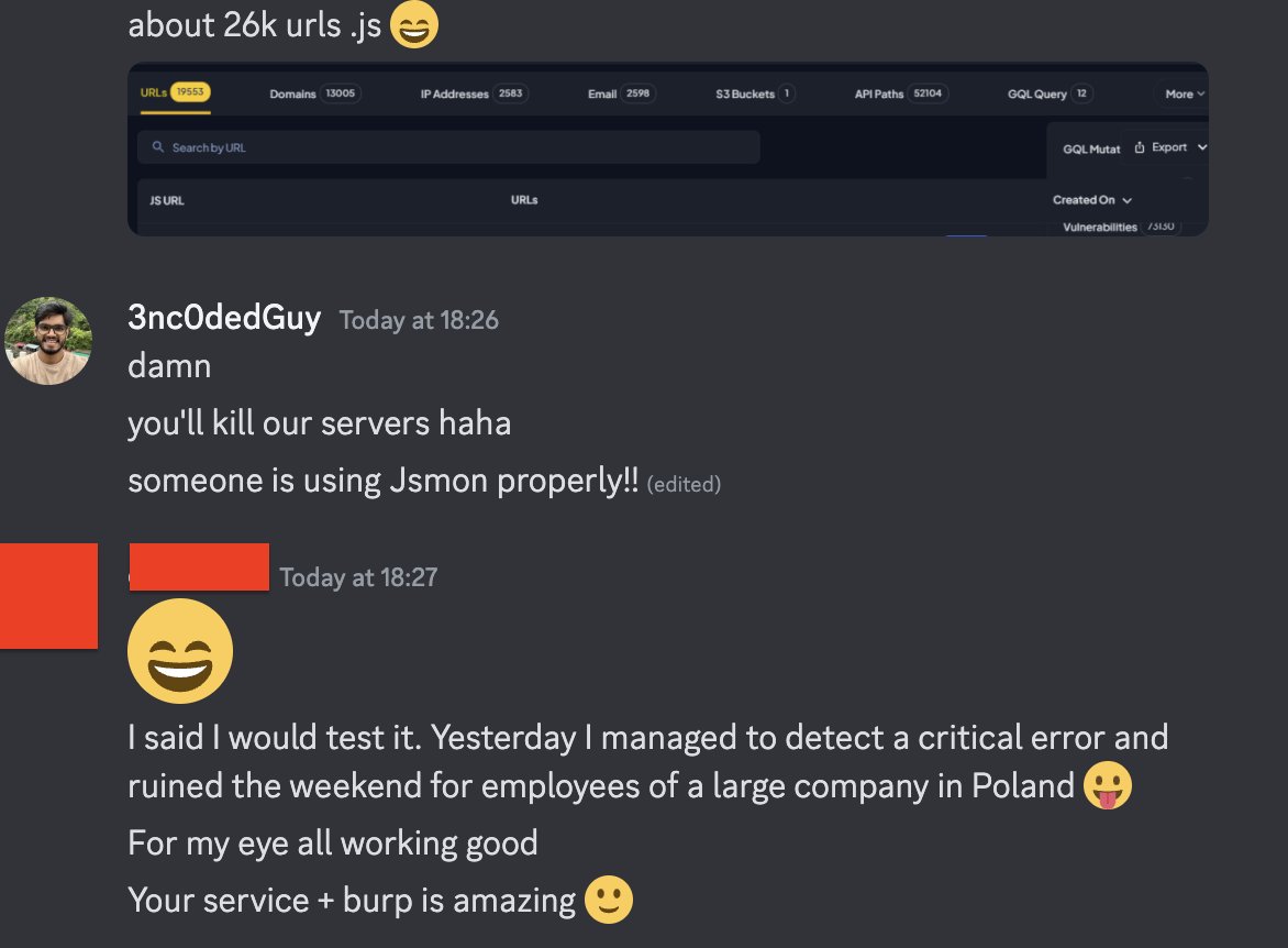 😊Another happy user <a href="/RexNetpl/">RexNet Mateusz Mieczkowski</a>! Jsmon is making JavaScript monitoring seamless and secure.