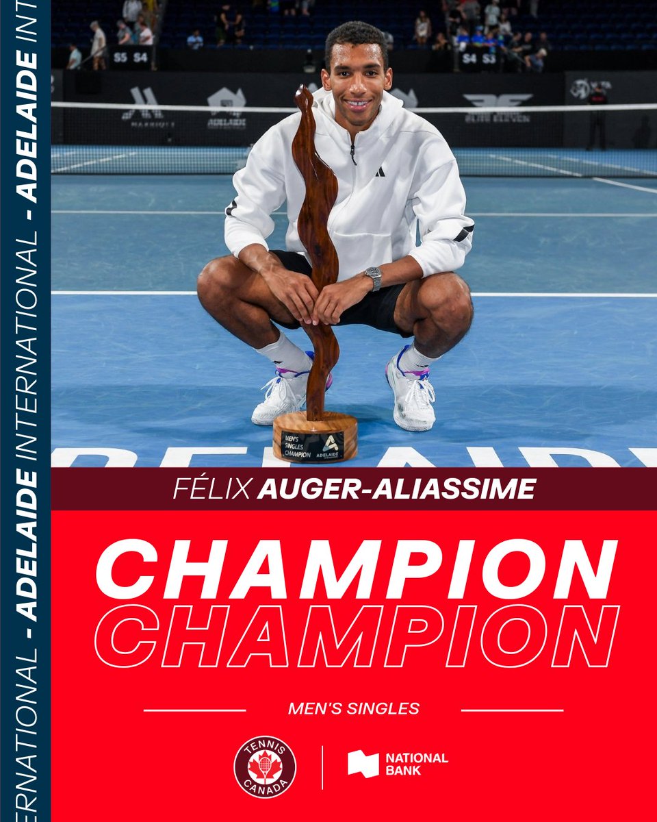 Tennis Canada (@tenniscanada) on Twitter photo FÉLIX 🇨🇦 TRIUMPHS IN ADELAIDE 🏆
<a href="/felixtennis/">Félix AugerAliassime</a> defeated Sebastian Korda 🇺🇸 in three sets (6-3, 3-6, 6-1) to claim the title 💪 <a href="/AdelaideTennis/">Adelaide International</a>
📸: <a href="/atptour/">ATP Tour</a> FÉLIX 🇨🇦 TRIUMPHS IN ADELAIDE 🏆
<a href="/felixtennis/">Félix AugerAliassime</a> defeated Sebastian Korda 🇺🇸 in three sets (6-3, 3-6, 6-1) to claim the title 💪 <a href="/AdelaideTennis/">Adelaide International</a>
📸: <a href="/atptour/">ATP Tour</a>