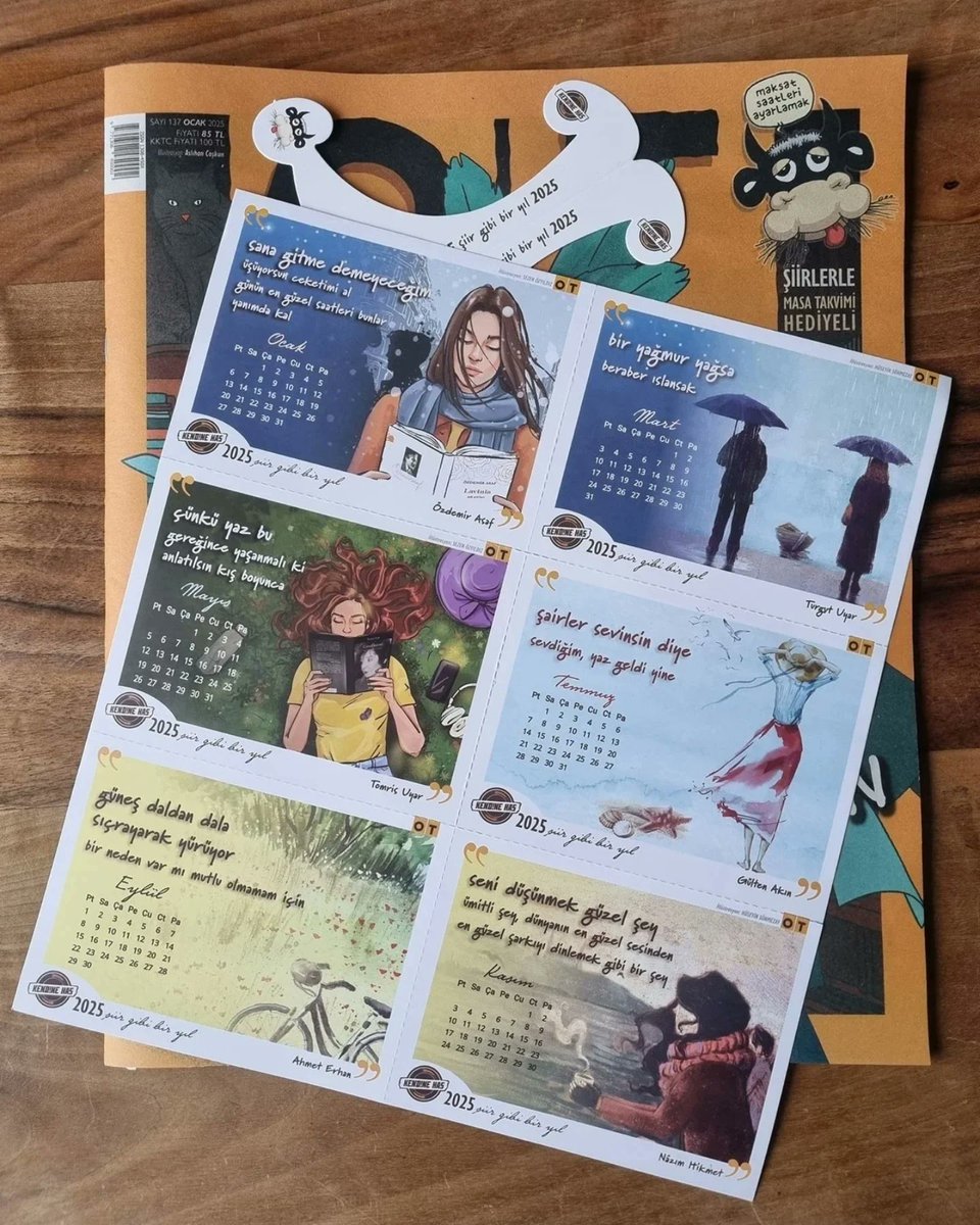 otdergi's tweet photo. bir yağmur yağsa, beraber ıslansak... 
#TurgutUyar ✍️ @huseyinsonmezay

Şiir gibi bir yıl geçirmeniz dileğiyle... 🧡
2025 takvimimize masanızda yer açın 📚 #OTdergi Yeni yılın ilk sayısı, kitabevleri, marketler ve bayilerde. https://t.co/L2BnSThjeO