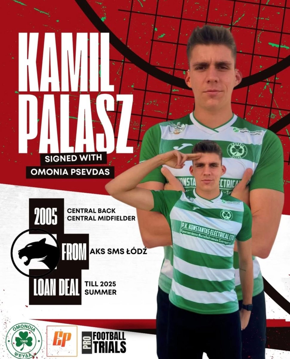 polskitransfers's tweet photo. Kamil Palasz joins Omonia Psevda (Third Division 🇨🇾) on loan until the end of the season from AKS SMS Łódź https://t.co/vd4YTF3bJO